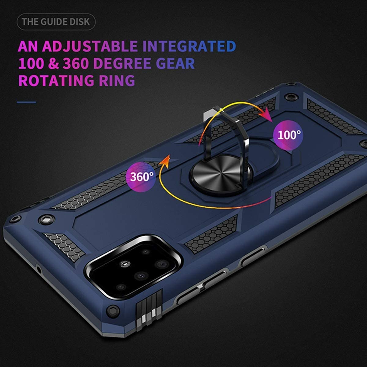 Protectores para celular  para Samsung  A31 Funda reforzada con anillo v2 Azul